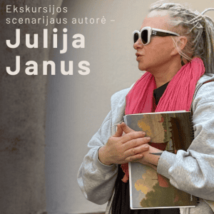 Guide with a book and the caption “Tour script by Julija Janus” – “King Augustus' Letters”