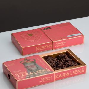 Two boxes of “Queen Barbara Radziwiłł” sweets, one open, top view
