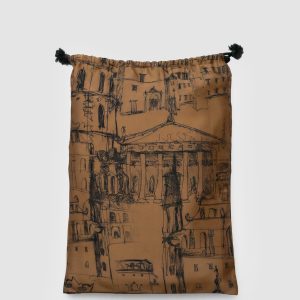Cinnamon drawstring bag with a Vilnius drawing for the robe “Royal Vilnius Love Story”