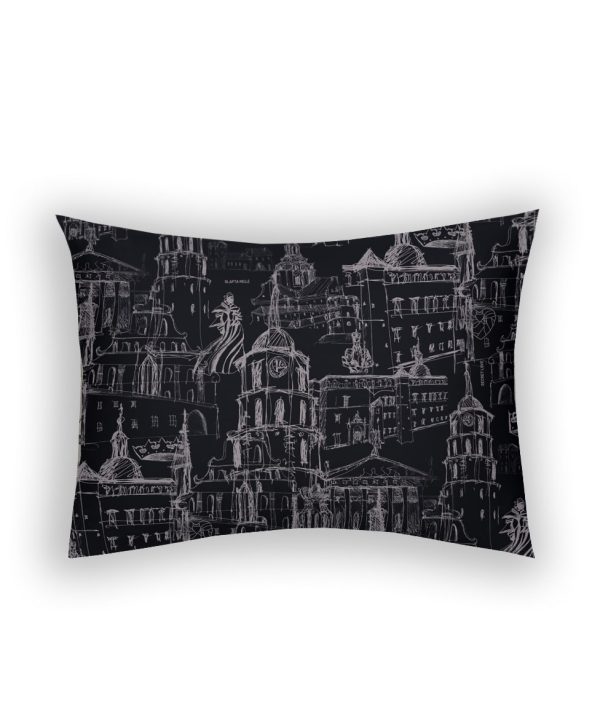 Satino pagalvės užvalkalas "Love Story of Royal Vilnius" | Antracito - Image 3
