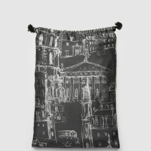 Anthracite drawstring bag with a Vilnius drawing for the robe “Royal Vilnius Love Story”