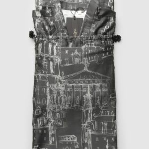 A folded anthracite “Royal Vilnius Love Story” kimono robe on a drawstring bag