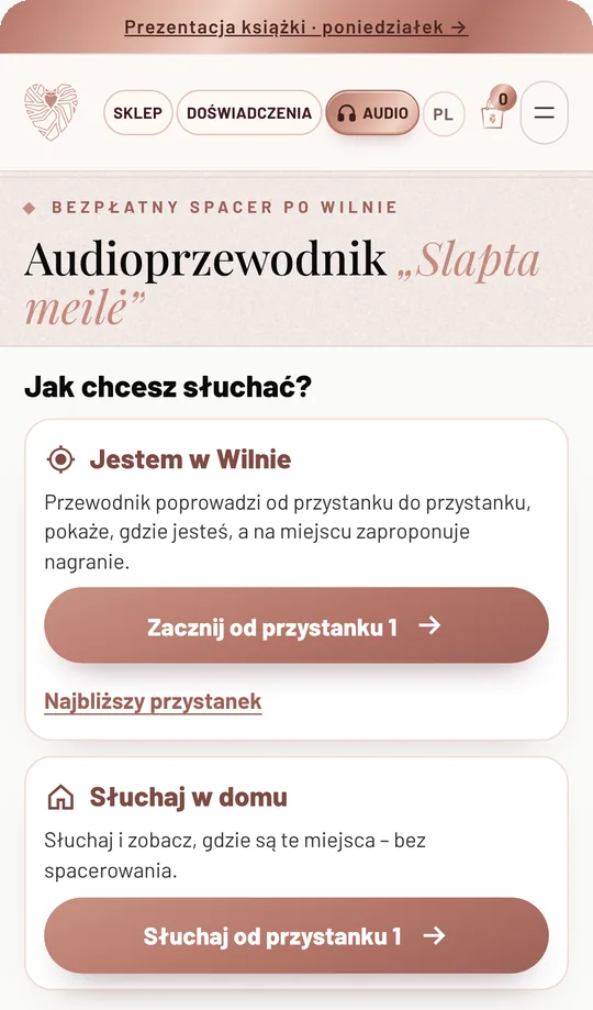 Początek audioprzewodnika: „Jestem w Wilnie” i „Słuchaj w domu”
