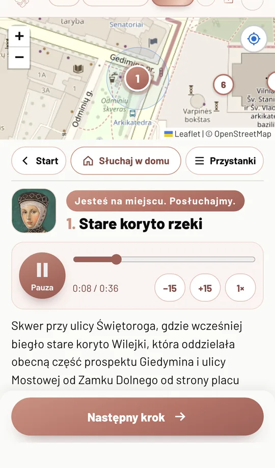 Na przystanku: „Jesteś na miejscu. Posłuchajmy.” i odtwarzacz