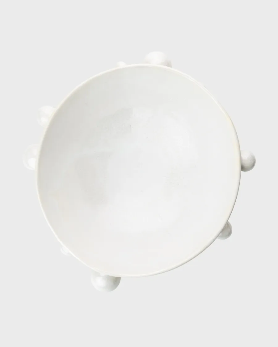 Medium pearl white “The Queen's Pearl Bowl” from above, showing the glazed inside