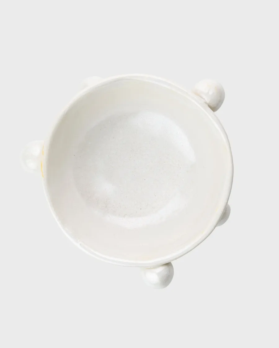 Small pearl white “The Queen's Pearl Bowl” from above, showing the glazed inside