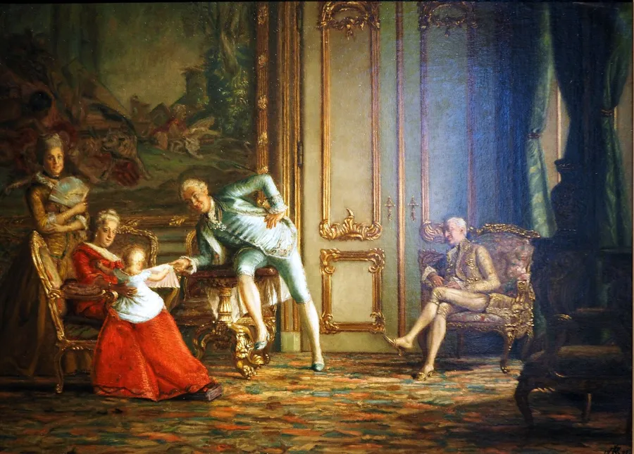 Struensee and Queen Caroline Matilda at the Copenhagen court – painting by K. Zahrtmann