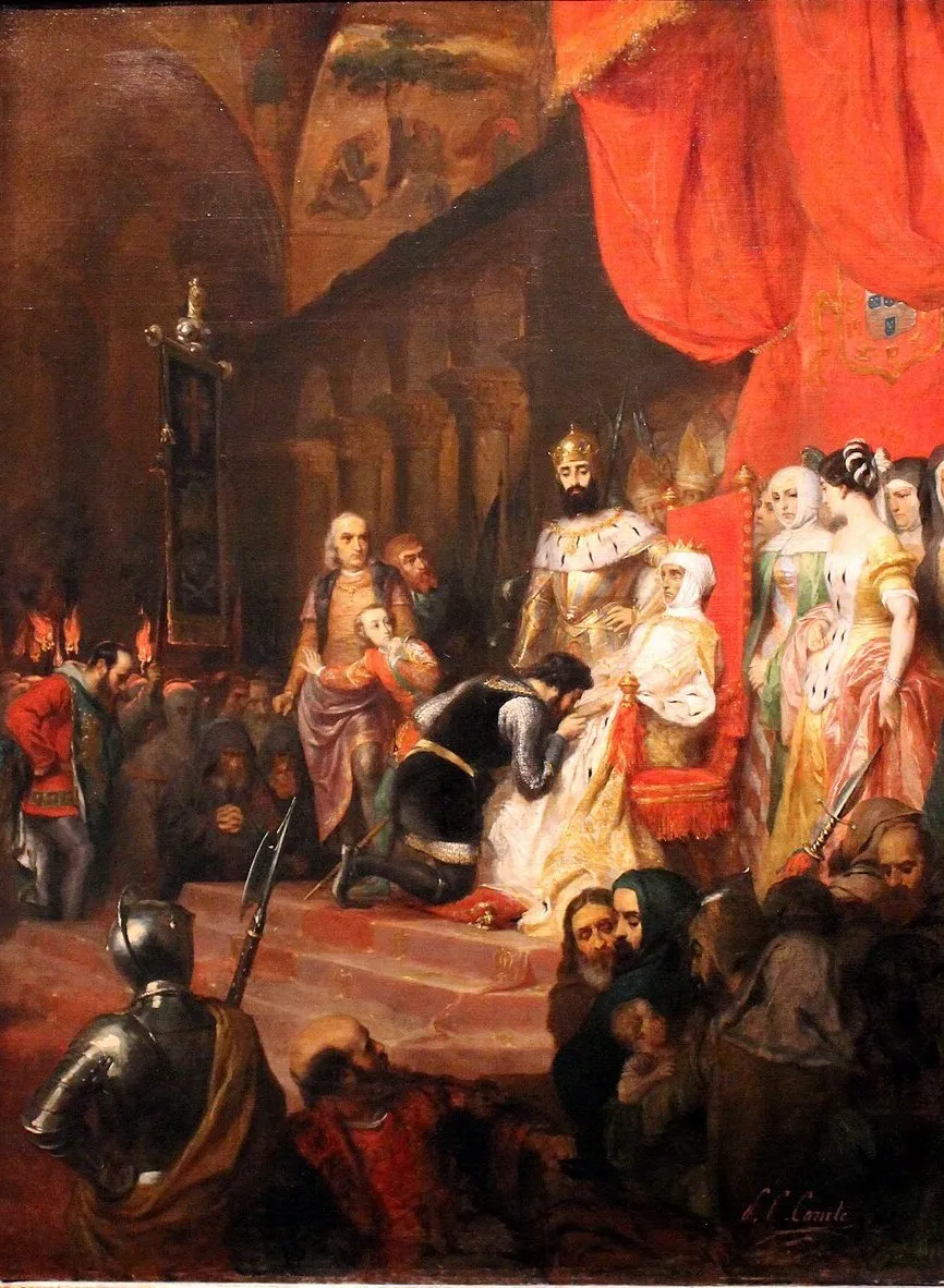 The coronation of Inês de Castro – painting by P.-C. Comte