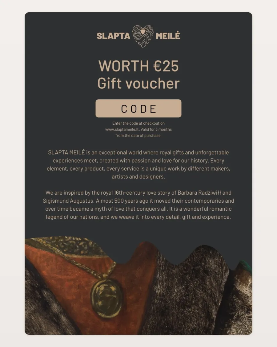 Slapta Meilė gift voucher “Royal Amulet” – €25