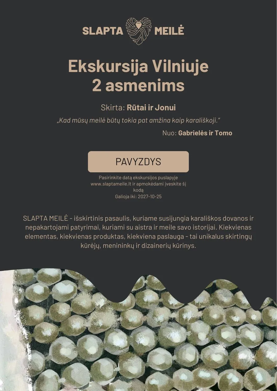 Dovanų kuponas ekskursijai su vardais ir palinkėjimu