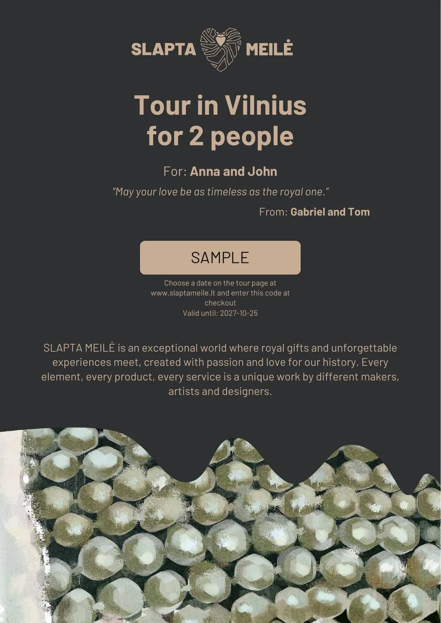 Tour gift voucher with names and a message