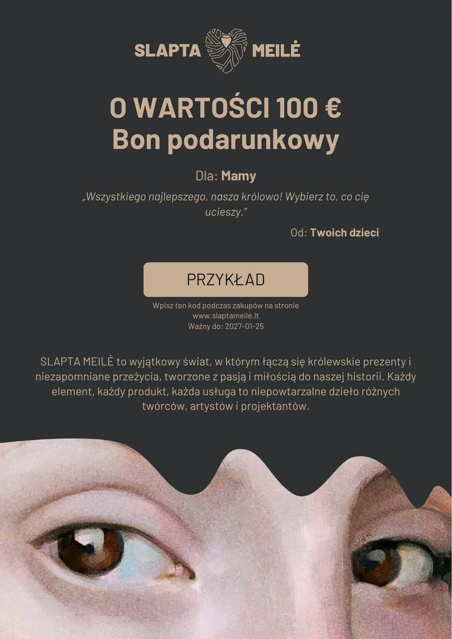 Bon podarunkowy 100 € z imieniem i życzeniami